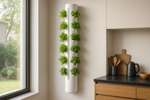Ideias de decoração com torres de aeroponia em cozinha moderna