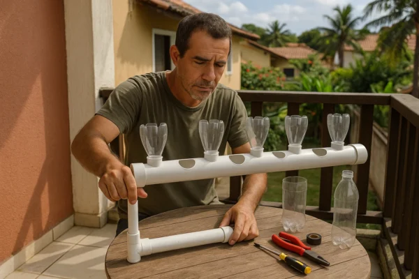 Como montar um sistema aeropônico vertical usando materiais recicláveis