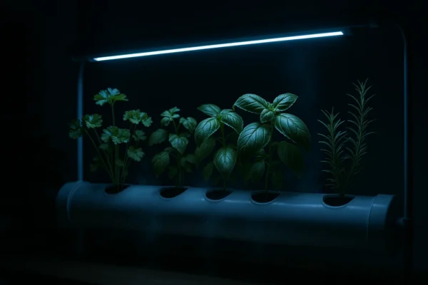 Melhores horários de iluminação para ervas cultivadas em névoa