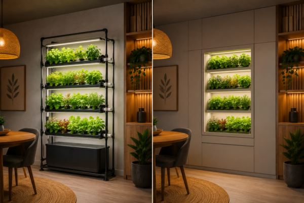 Sistema aeropônico aparente ou embutido: qual combina melhor com sua decoração?